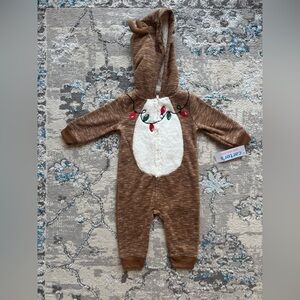 Reindeer Fleece Hooded Romper Just One You by Carter's Baby Christmas Onesie PJs